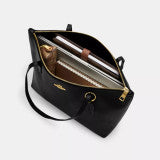 COACH Zip Top Tote Bag In Signature Canvas - Gold/Brown Black