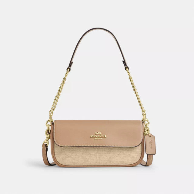 COACH Hailey Flap Bag In Signature Canvas - Dark Natural Multi